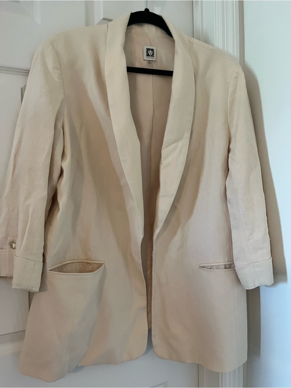 Women's Cream Open-Front Blazer Jacket